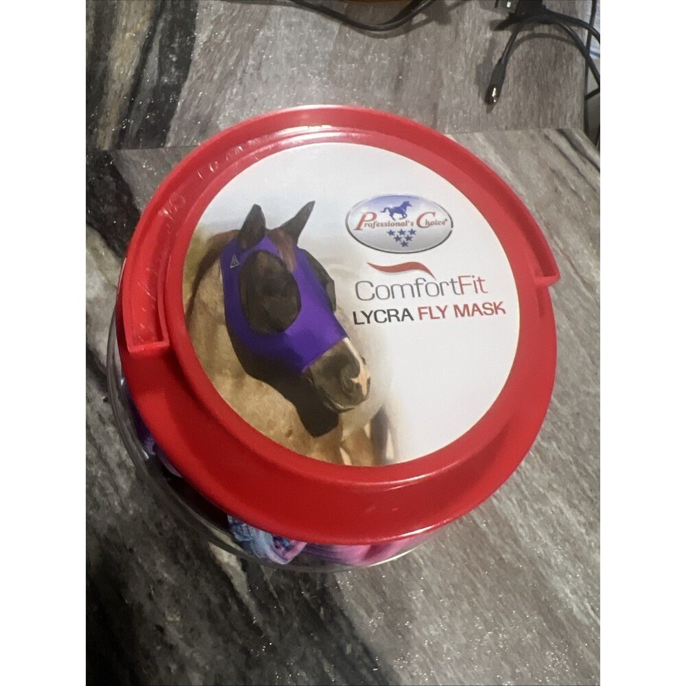 PROFESSIONAL CHOICE COMFORT FIT PULL ON LYCRA FLY MASK WITH EARS HORSE SIZE